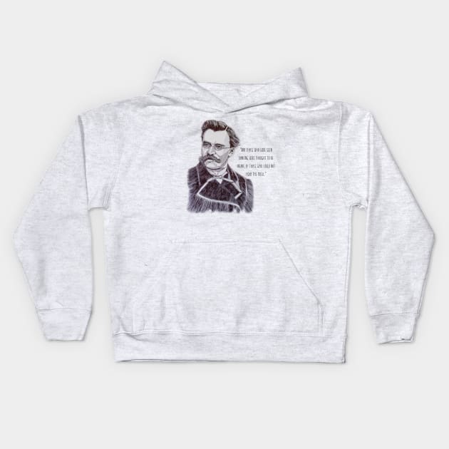 Friedrich Nietzsche quote about perspective Kids Hoodie by Stoiceveryday